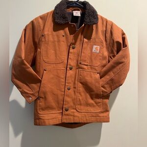 Carhartt flannel lined, canvas jacket (boys size sm 7/8)